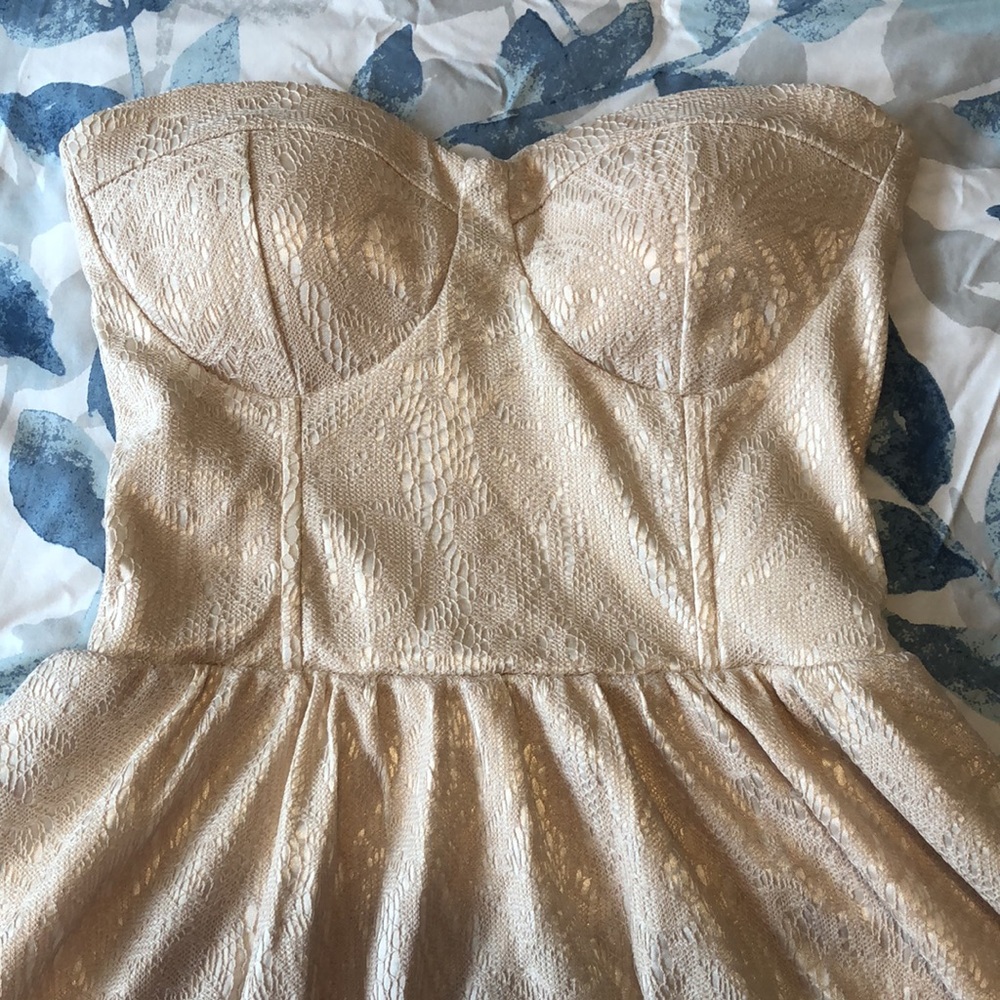 Miami Beige Strapless Dress - Picture 3 of 6